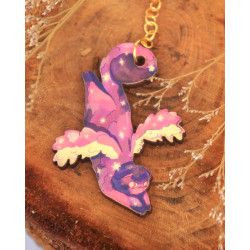 winged cat - earring pinewood