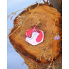 cat in a d20 - wooden earring