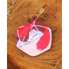 cat in a d20 - wooden earring
