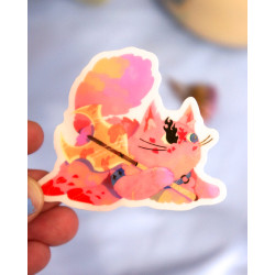 barbarian cat - sticker with gilding